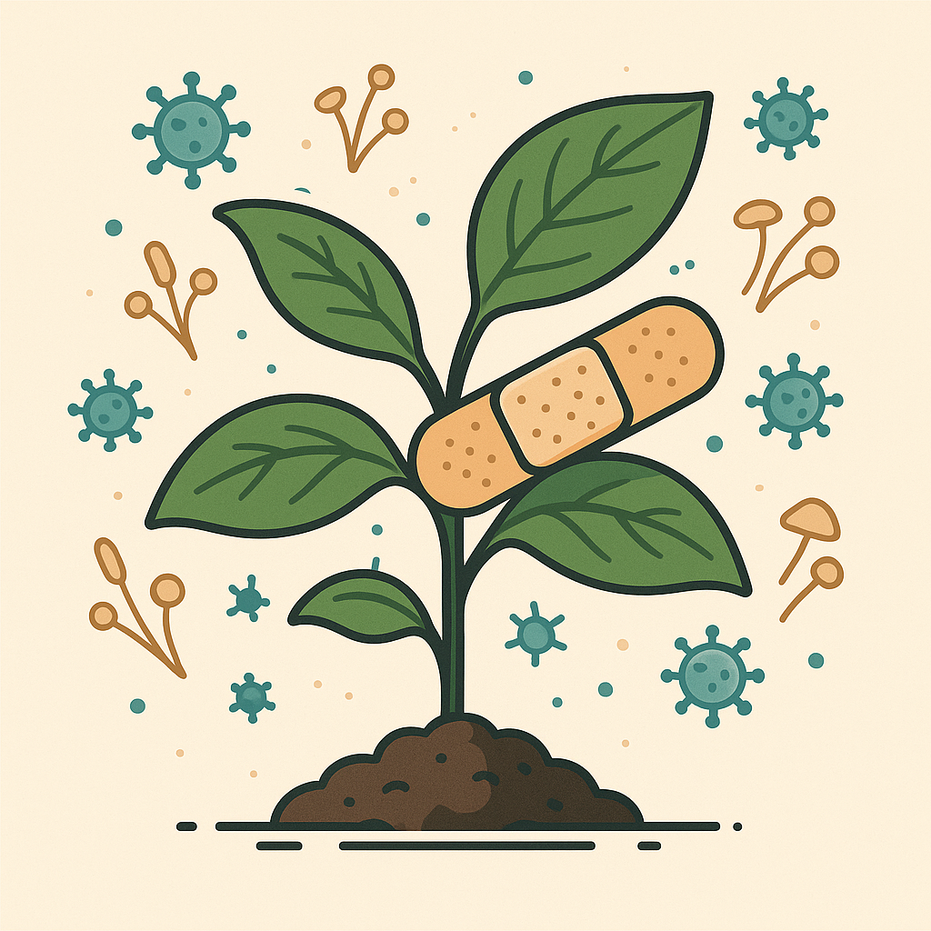 Pflanze mit vitalen, festen Blättern nach Einsatz eines pflanzenstärkenden Elicitors.