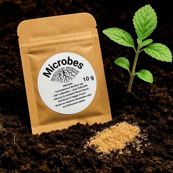 Animierte Produktübersicht von Wurzelwerk.bio – Microbes, Mykorrhiza, PhossiBoost, VeggiePunch und KaliBoost in Bewegung – natürliche Booster für Living-Soil-Systeme.